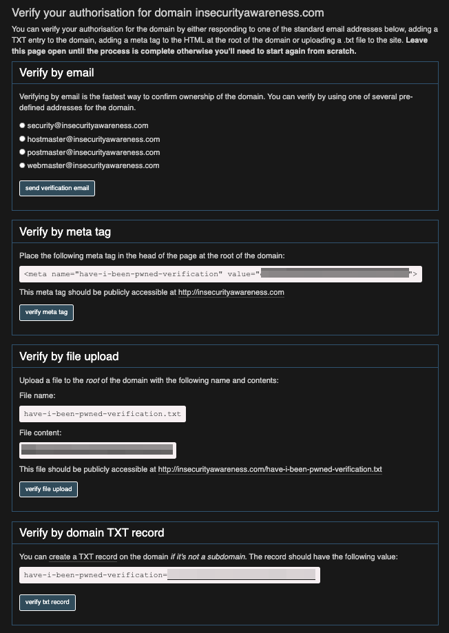 HIBP Domain Verification